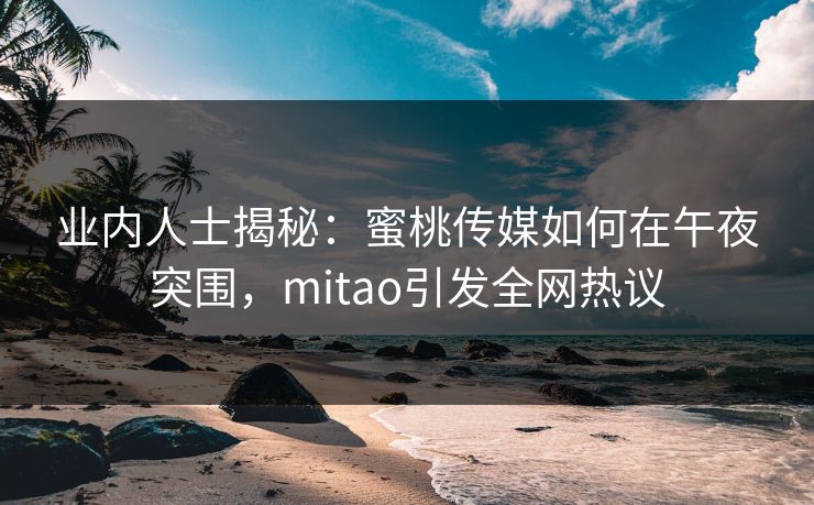 业内人士揭秘：蜜桃传媒如何在午夜突围，mitao引发全网热议