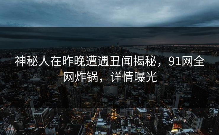 神秘人在昨晚遭遇丑闻揭秘，91网全网炸锅，详情曝光
